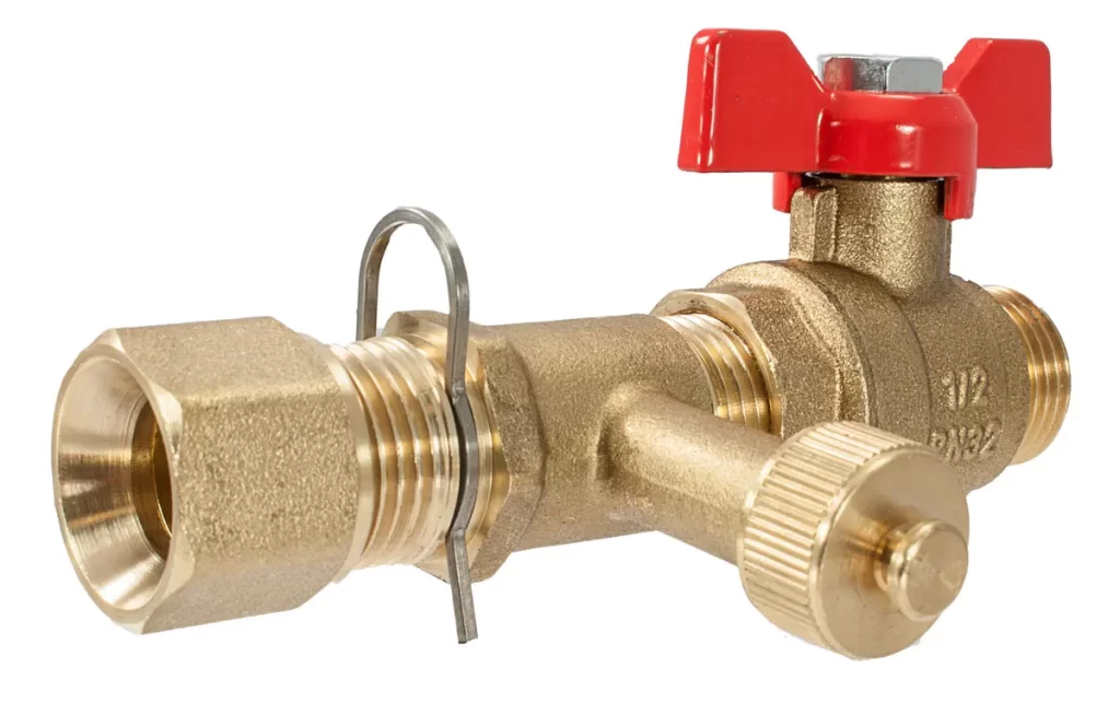 45 brass valve with red tap